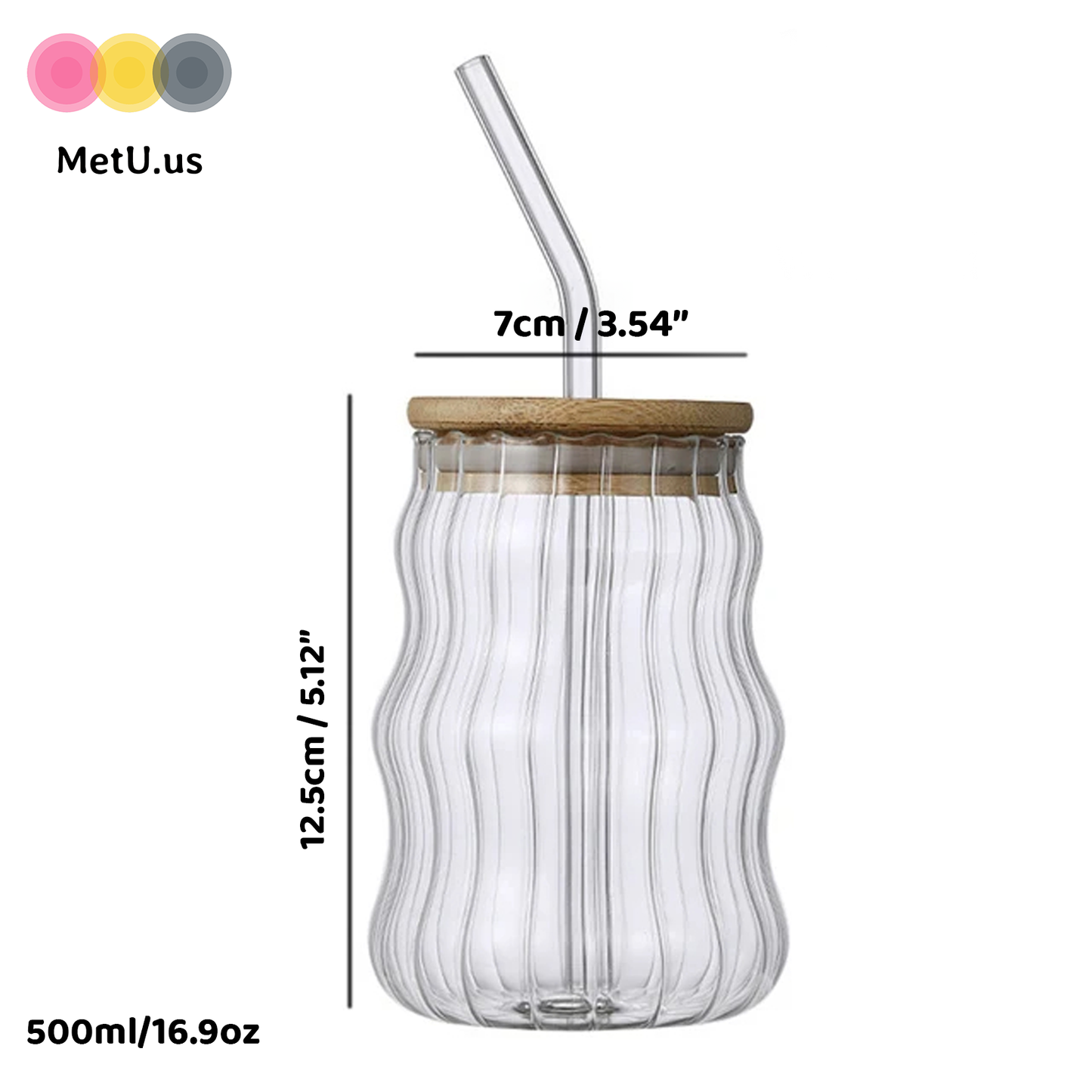 UV DTF Glass Can with Bamboo Lid and Glass Straw | Silicone Sleeve