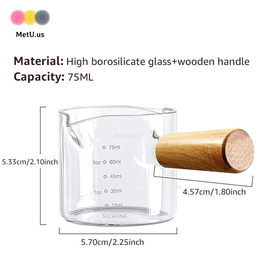 Espresso measuring Glass with bamboo handle